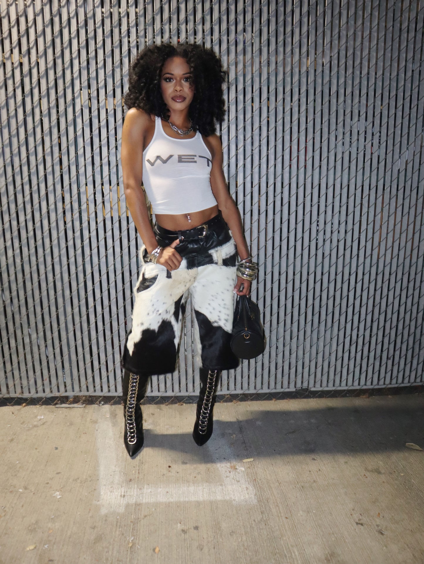 Black Cowhide Leather Shorts