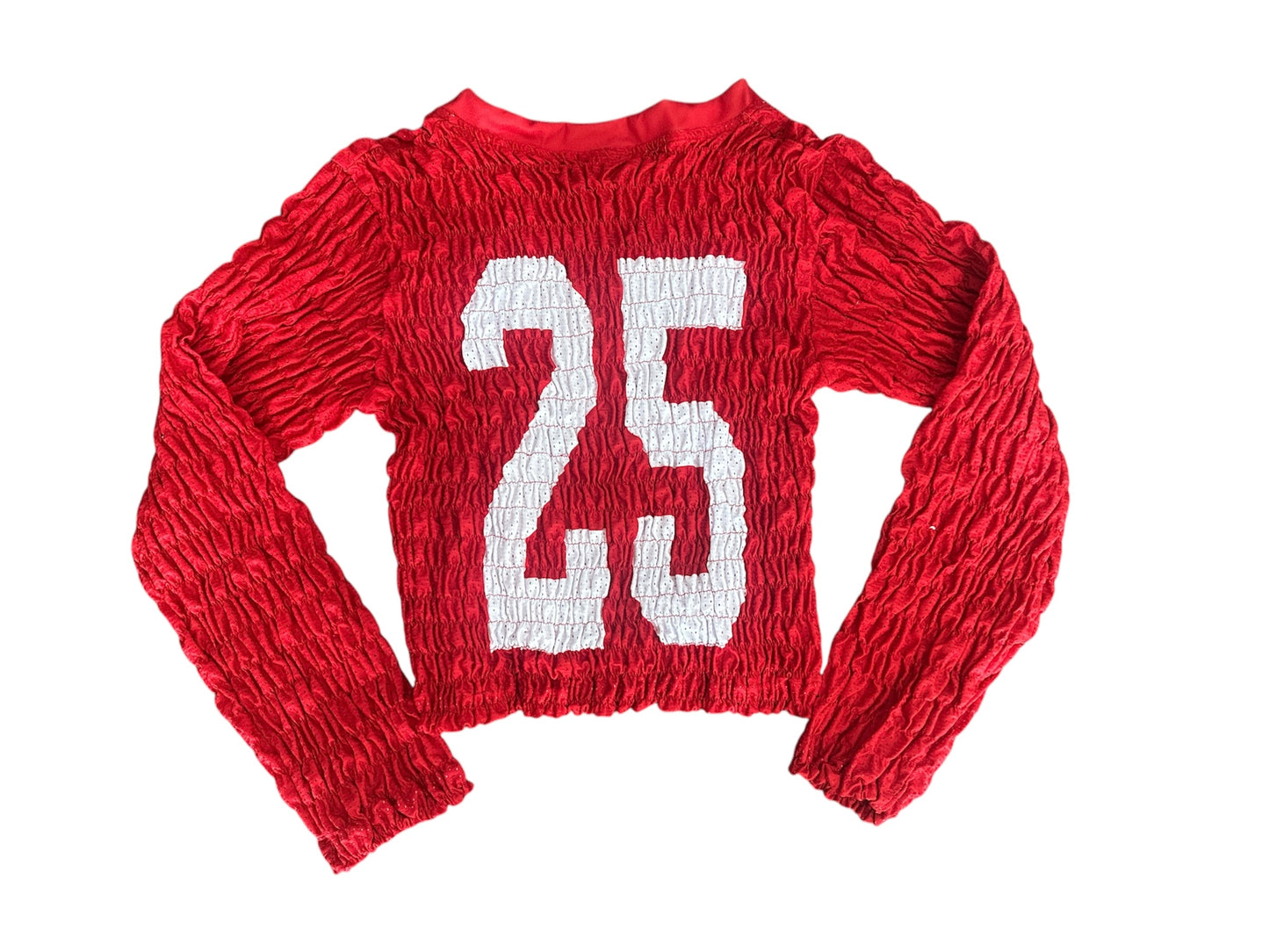 Red Shirred Jersey Top