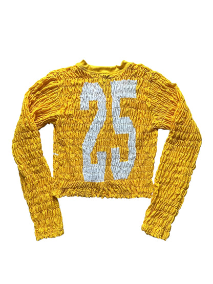 Yellow Shirred Jersey Top