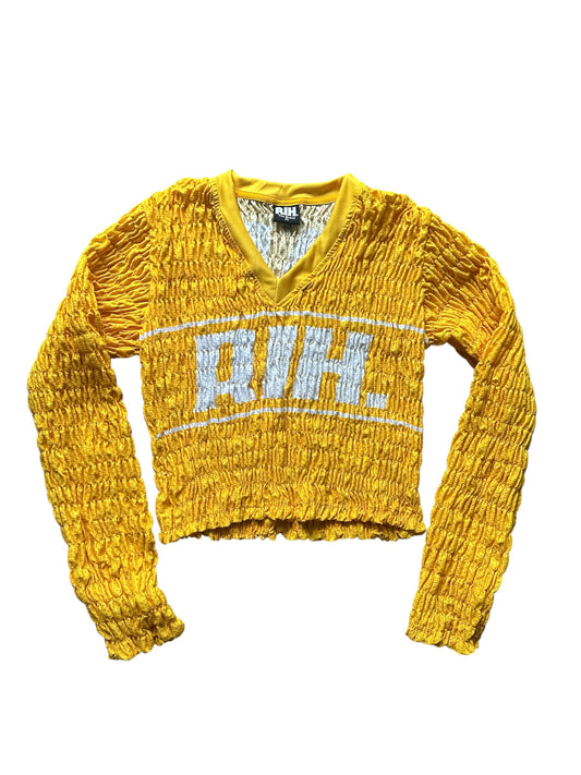 Yellow Shirred Jersey Top