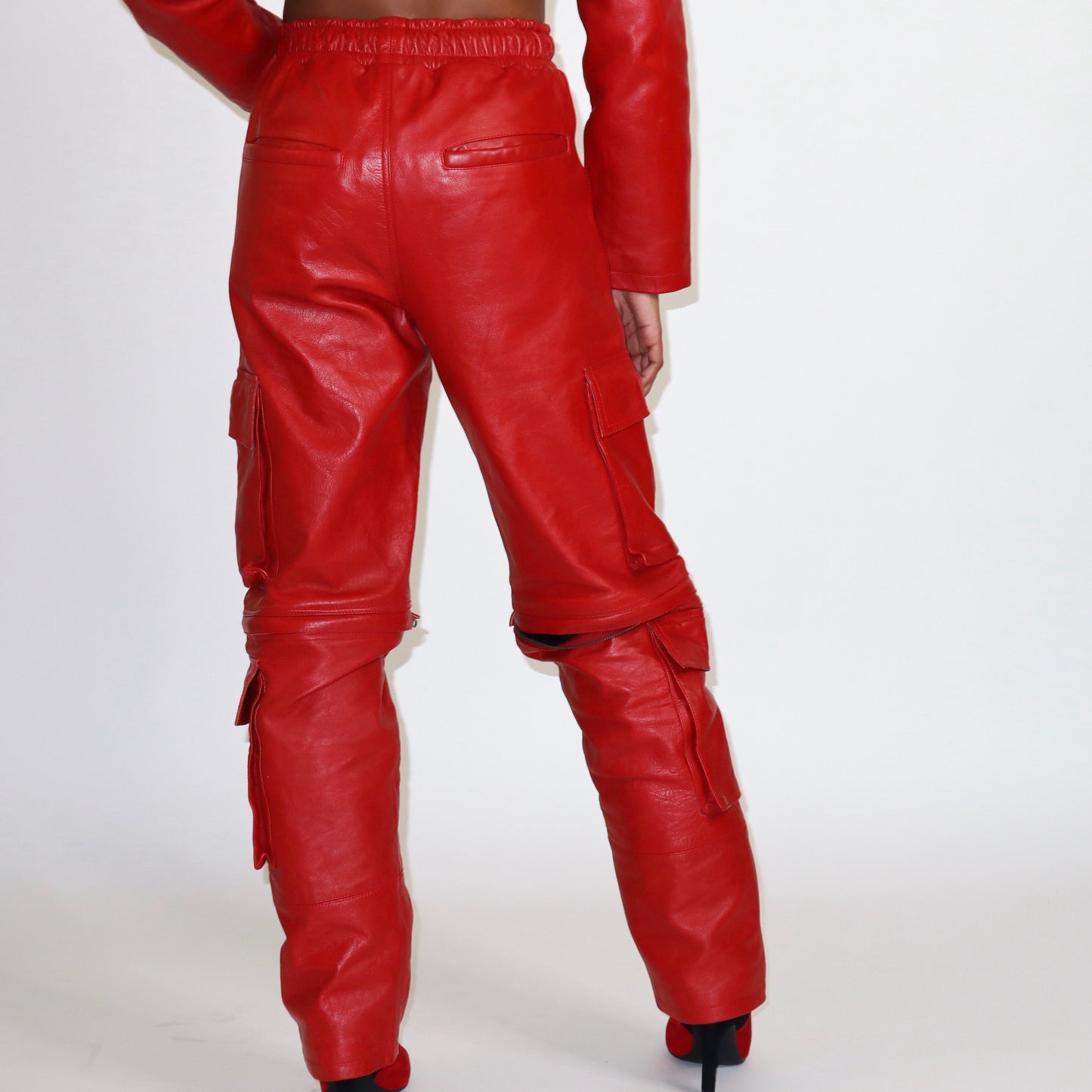 Red Leather Cargo Pants