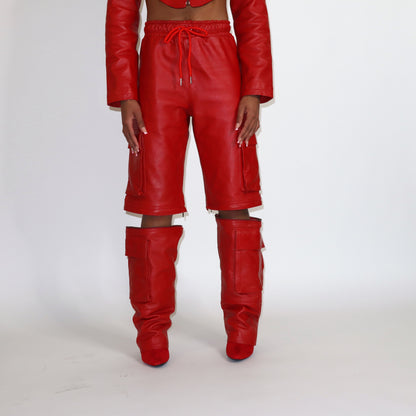 Red Leather Cargo Pants