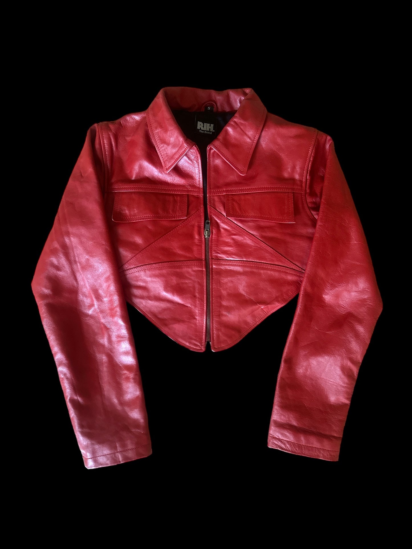 Red Leather Cropped Jacket