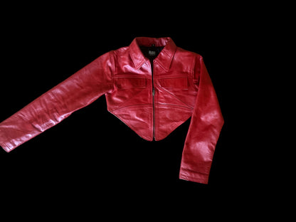 Red Leather Cropped Jacket