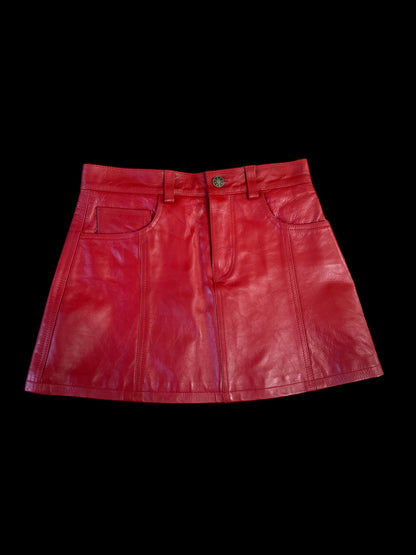 Red Leather Mini Skirt