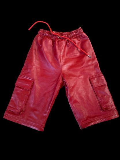 Red Leather Cargo Pants