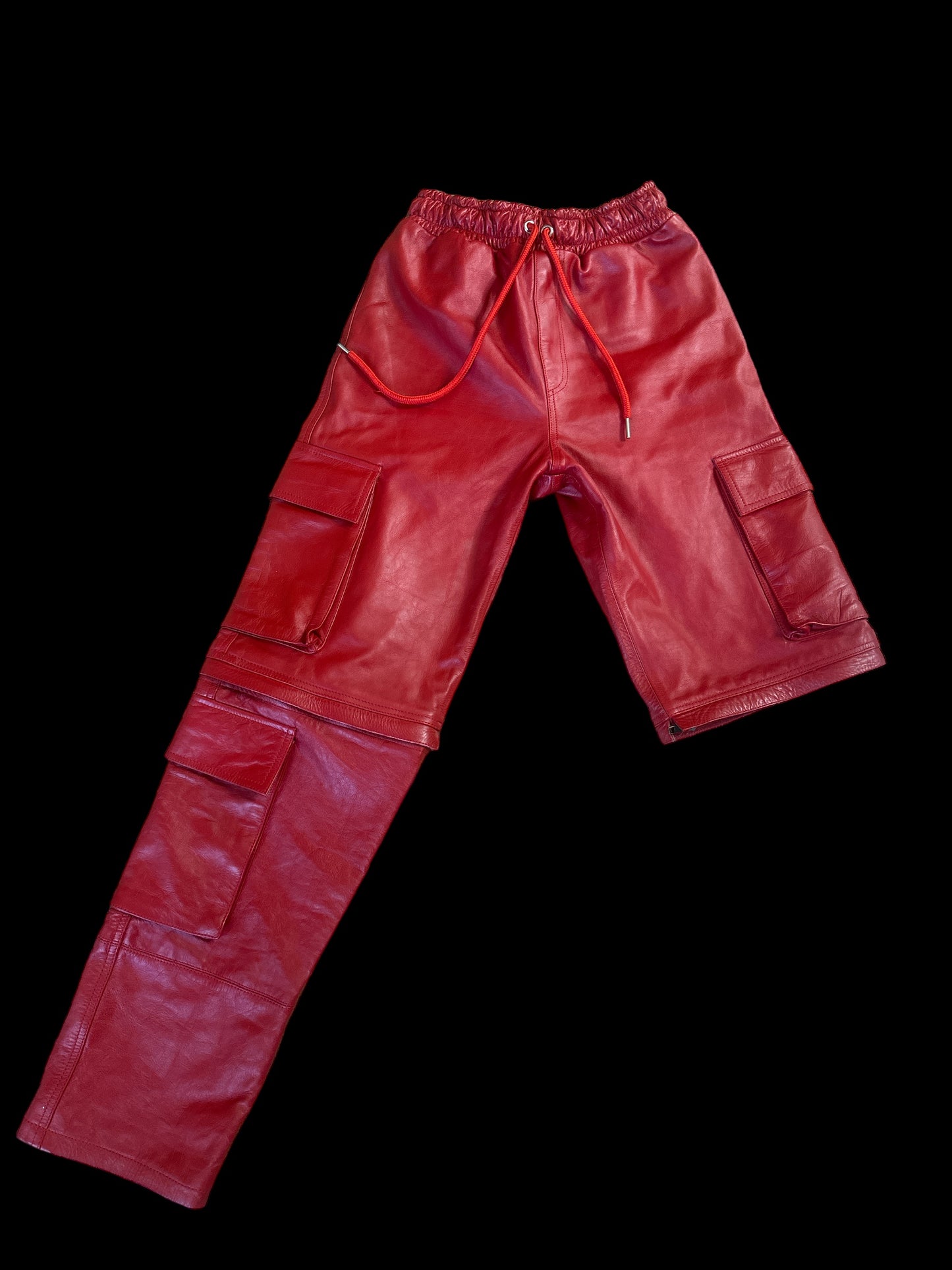 Red Leather Cargo Pants