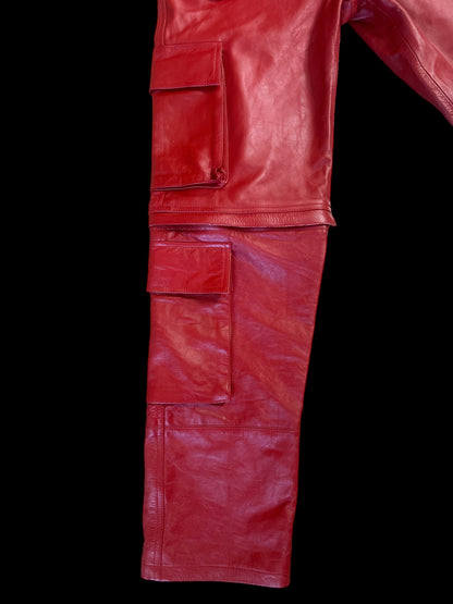 Red Leather Cargo Pants