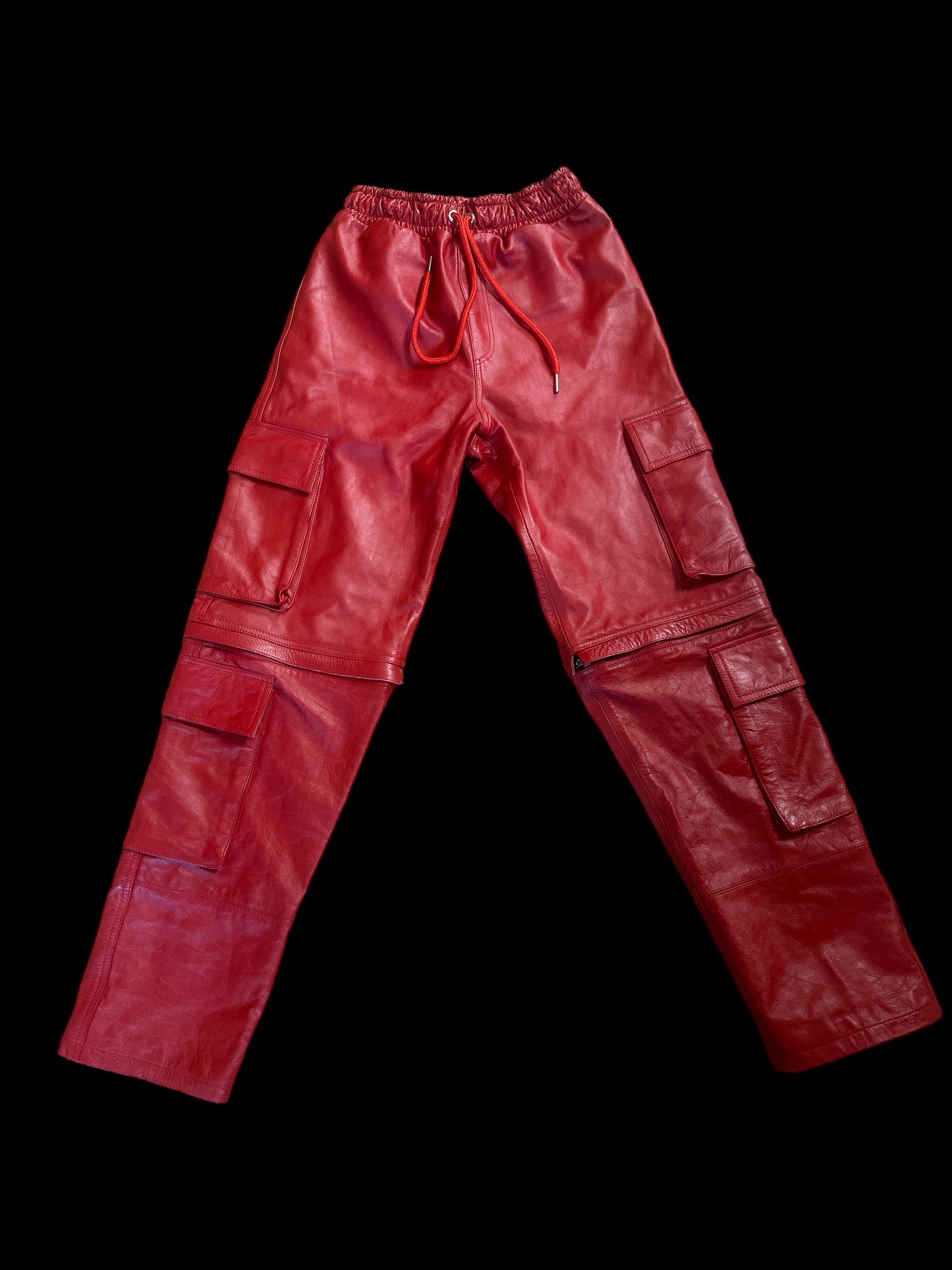 Red Leather Cargo Pants